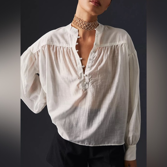 ✨ HOST PICK ✨ NWTS ANTHRO HENLEY BLOUSE (LP) - Picture 4 of 17